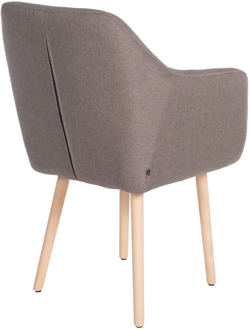 Chaise de salon avec accoudoirs quatre pieds résistants en bois clair assise en tissu taupe 10_0003490