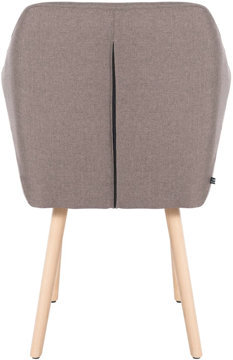 Chaise de salon avec accoudoirs quatre pieds résistants en bois clair assise en tissu taupe 10_0003490