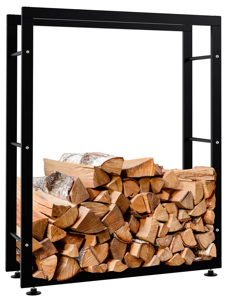 Range-bûches étagère support bois de cheminée 100x80x25 cm métal noir 10_0003558