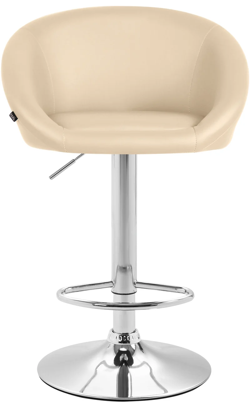 Lot de 2 tabourets de bar chaises hautes design moderne en PVC crème et métal chromé 10_0004348