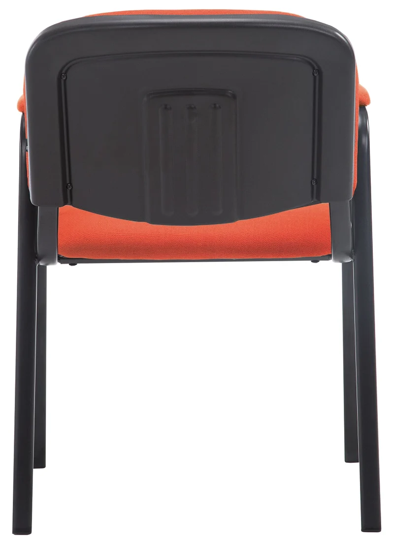 Chaise visiteur avec accoudoirs intégrés zone d'attente en tissu rouge piètement à 4 pieds en métal noir 10_0003385
