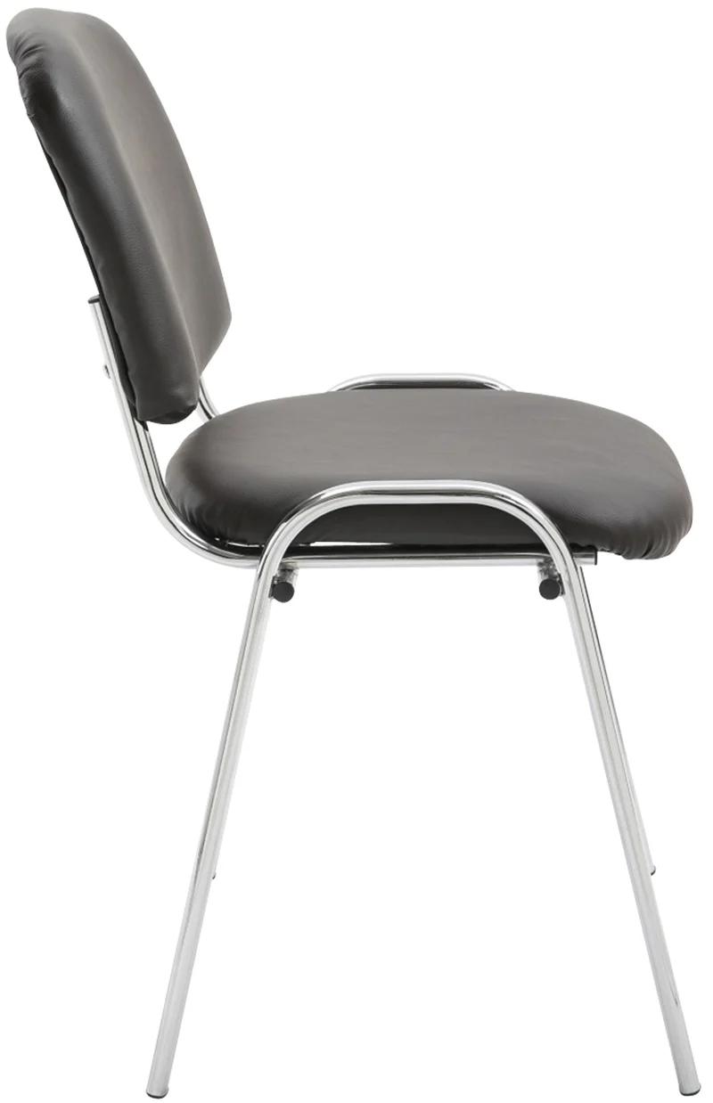 Chaise visiteur empilable zone d'attente en PVC marron piètement à 4 pieds en métal chromé 10_0003360