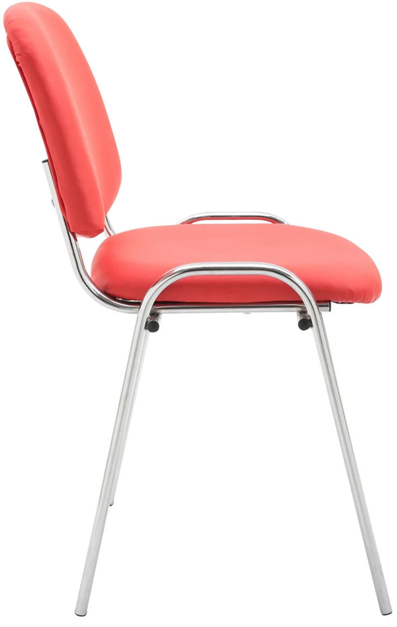 Chaise visiteur empilable zone d'attente en PVC rouge piètement à 4 pieds en métal chromé 10_0003364