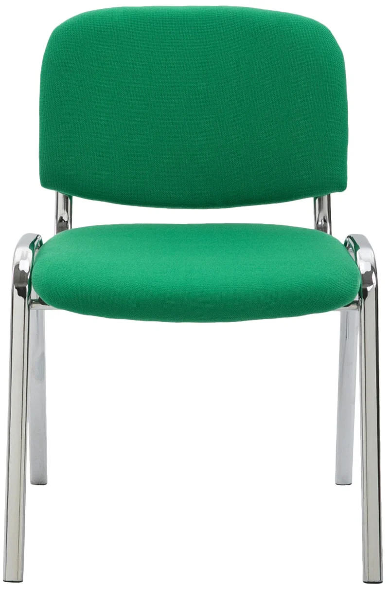 Chaise visiteur empilable zone d'attente en tissu vert piètement à 4 pieds en métal chromé 10_0003371