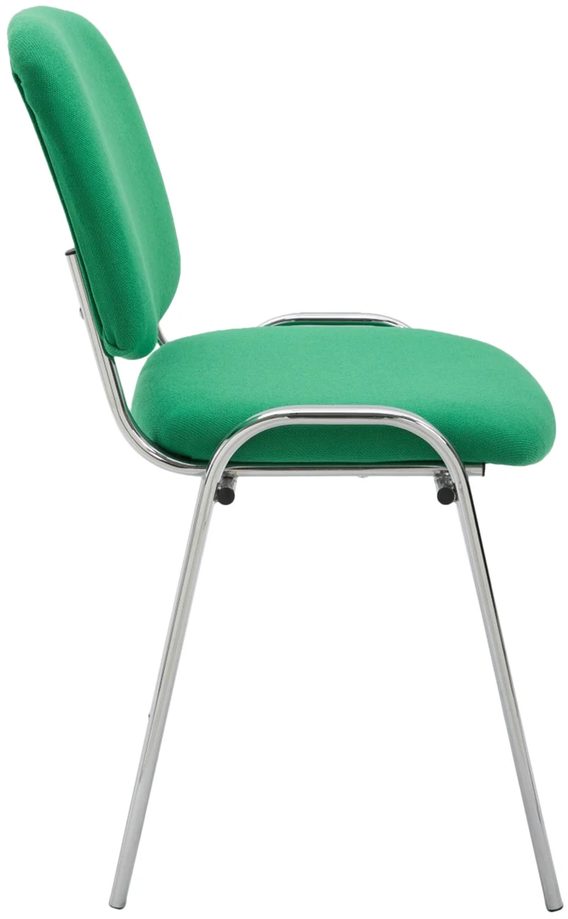 Chaise visiteur empilable zone d'attente en tissu vert piètement à 4 pieds en métal chromé 10_0003371