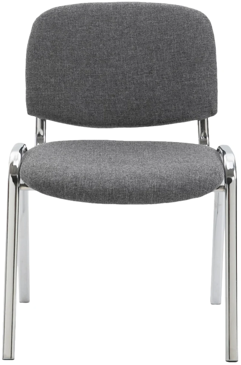 Chaise visiteur empilable zone d'attente en tissu gris piètement à 4 pieds en métal chromé 10_0003370