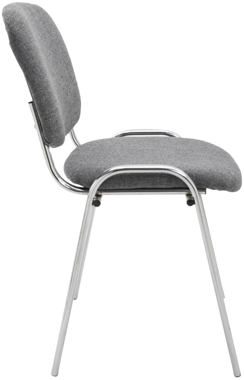 Chaise visiteur empilable zone d'attente en tissu gris piètement à 4 pieds en métal chromé 10_0003370