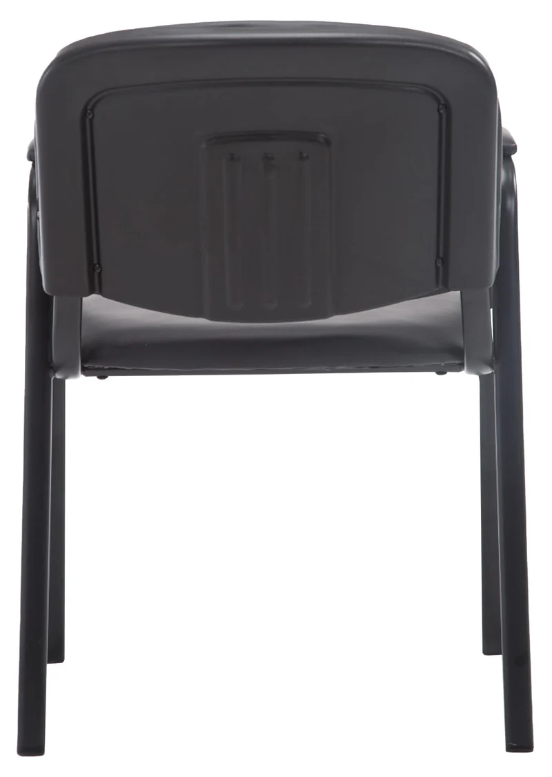 Chaise visiteur avec accoudoirs intégrés zone d'attente en PVC noir piètement à 4 pieds en métal noir 10_0003375