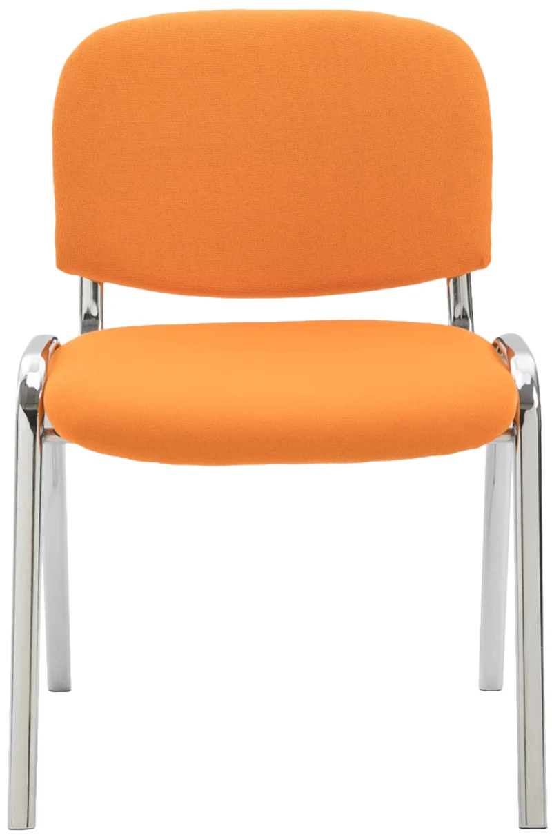 Chaise visiteur empilable zone d'attente en tissu orange piètement à 4 pieds en métal chromé 10_0003372