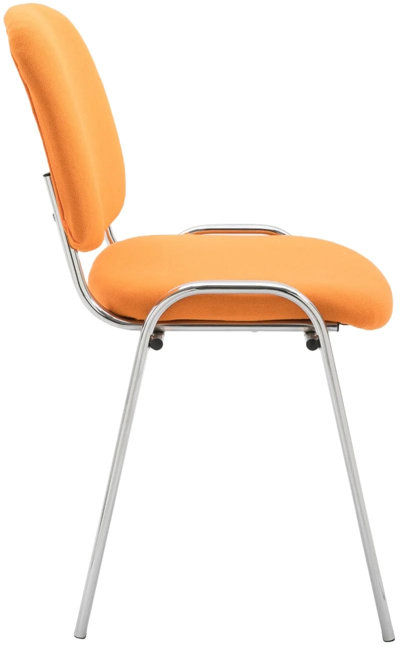 Chaise visiteur empilable zone d'attente en tissu orange piètement à 4 pieds en métal chromé 10_0003372