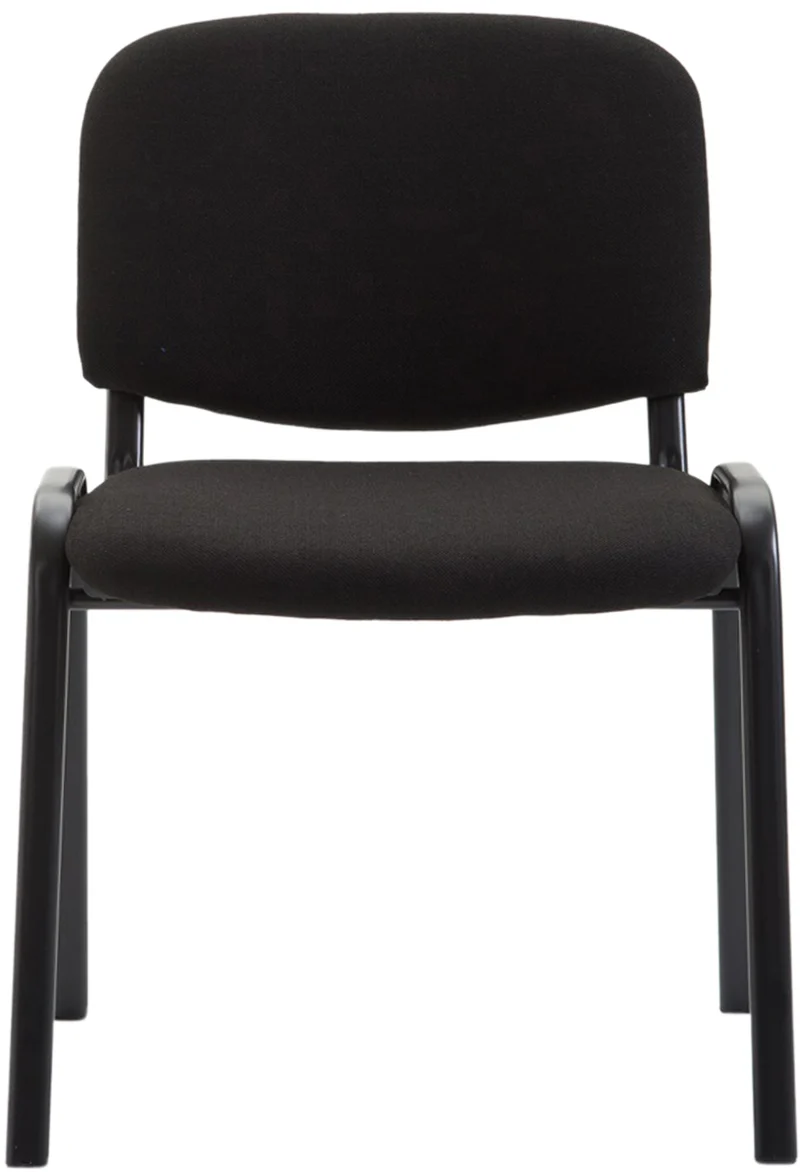 Chaise visiteur empilable zone d'attente en tissu noir piètement à 4 pieds en métal noir 10_0003401