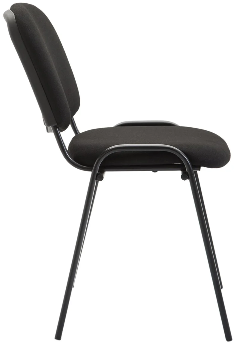Chaise visiteur empilable zone d'attente en tissu noir piètement à 4 pieds en métal noir 10_0003401