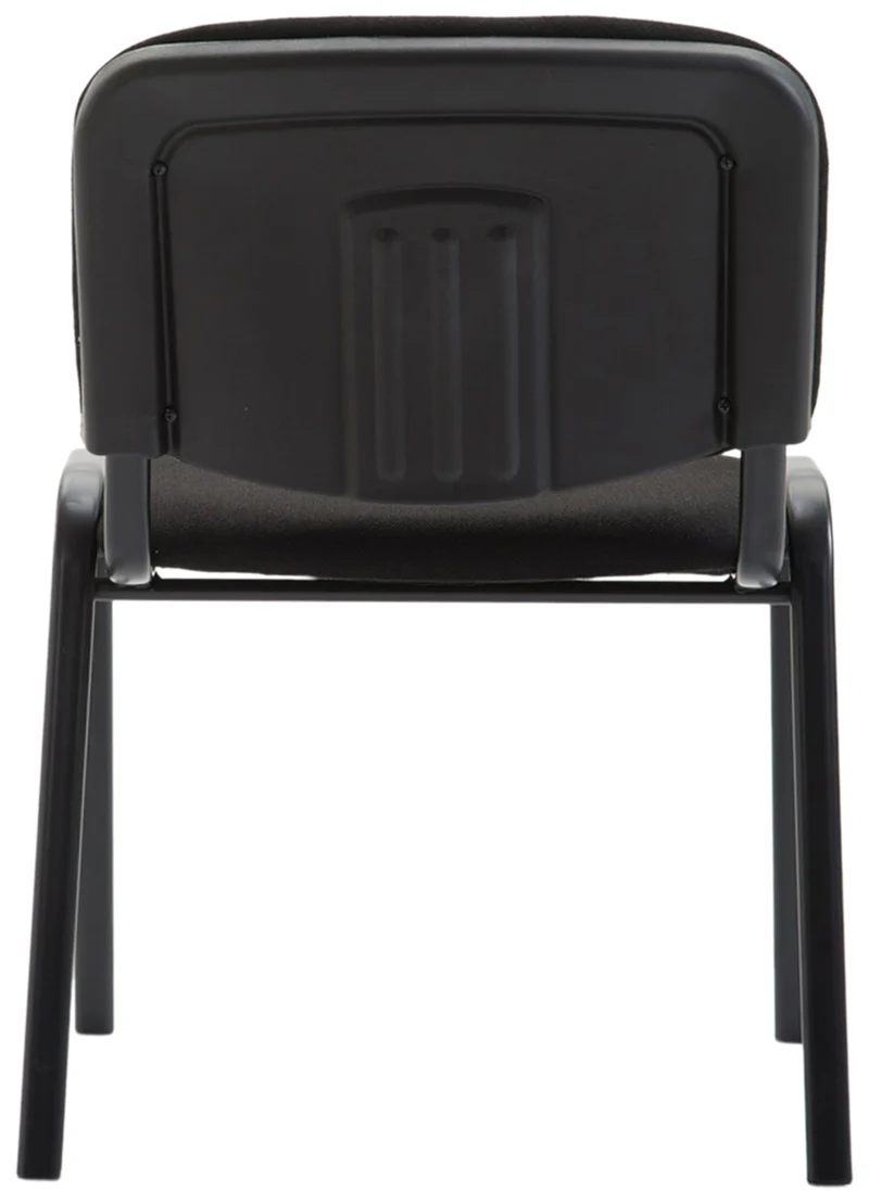 Chaise visiteur empilable zone d'attente en tissu noir piètement à 4 pieds en métal noir 10_0003401