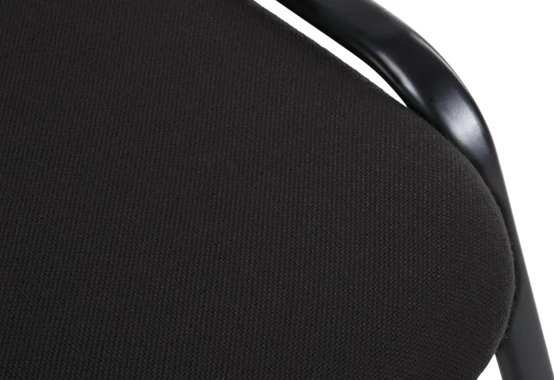 Chaise visiteur empilable zone d'attente en tissu noir piètement à 4 pieds en métal noir 10_0003401