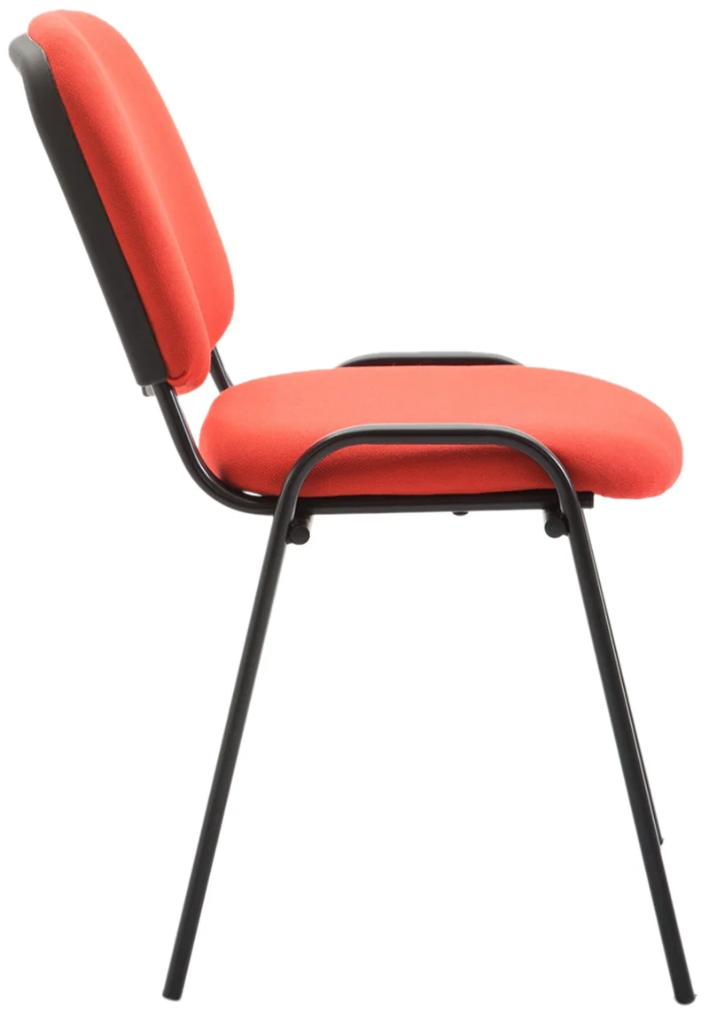 Chaise visiteur empilable zone d'attente en tissu rouge piètement à 4 pieds en métal noir 10_0003400