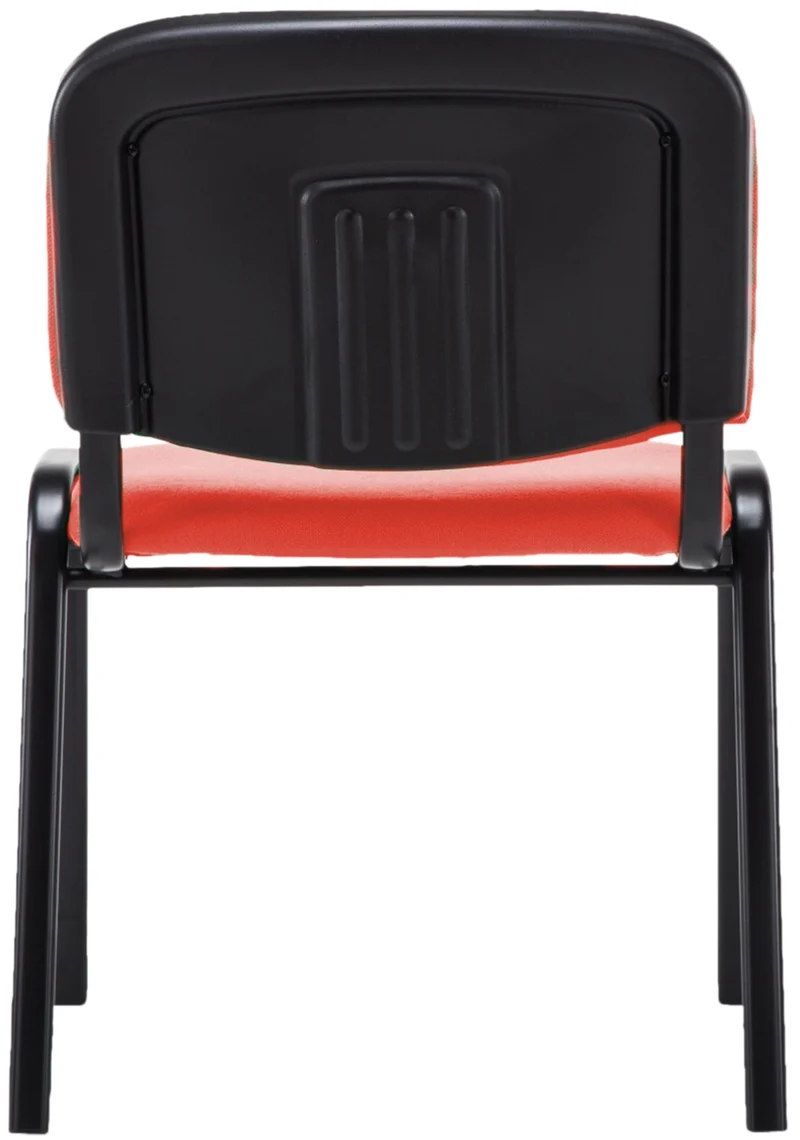 Chaise visiteur empilable zone d'attente en tissu rouge piètement à 4 pieds en métal noir 10_0003400
