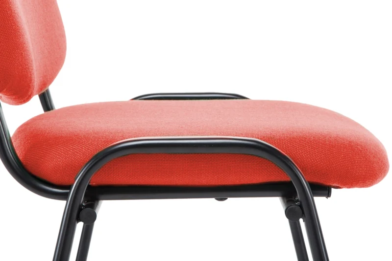 Chaise visiteur empilable zone d'attente en tissu rouge piètement à 4 pieds en métal noir 10_0003400