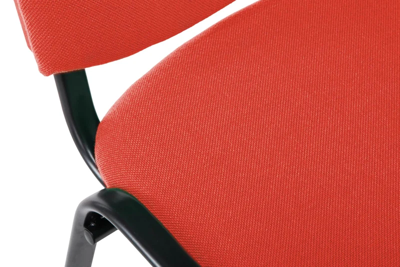 Chaise visiteur empilable zone d'attente en tissu rouge piètement à 4 pieds en métal noir 10_0003400
