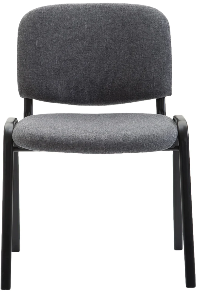 Chaise visiteur empilable zone d'attente en tissu gris piètement à 4 pieds en métal noir 10_0003398