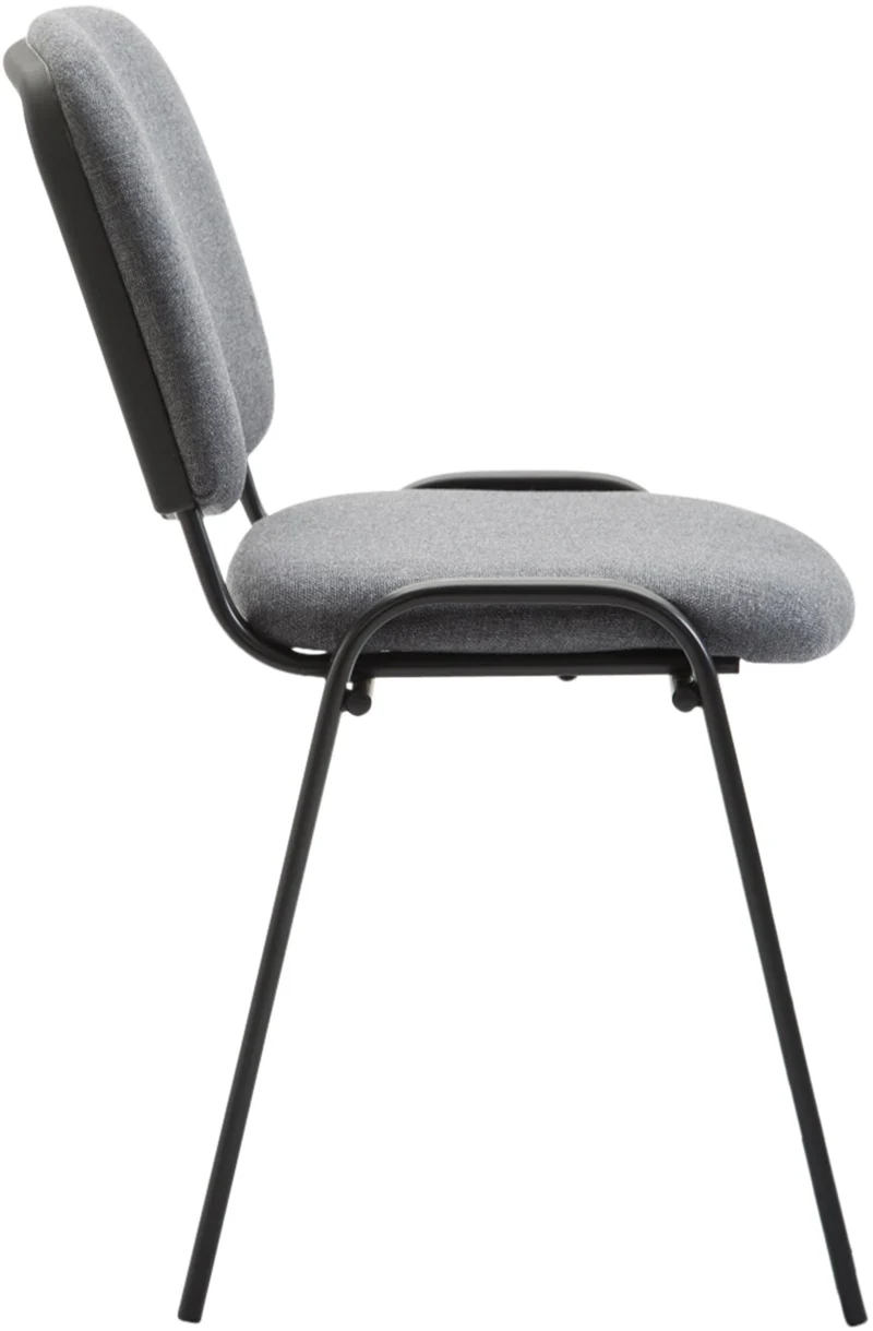 Chaise visiteur empilable zone d'attente en tissu gris piètement à 4 pieds en métal noir 10_0003398