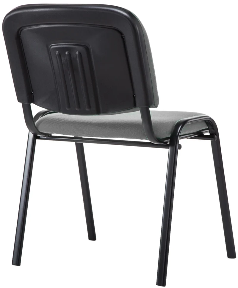 Chaise visiteur empilable zone d'attente en tissu gris piètement à 4 pieds en métal noir 10_0003398