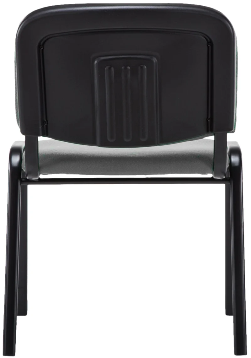 Chaise visiteur empilable zone d'attente en tissu gris piètement à 4 pieds en métal noir 10_0003398