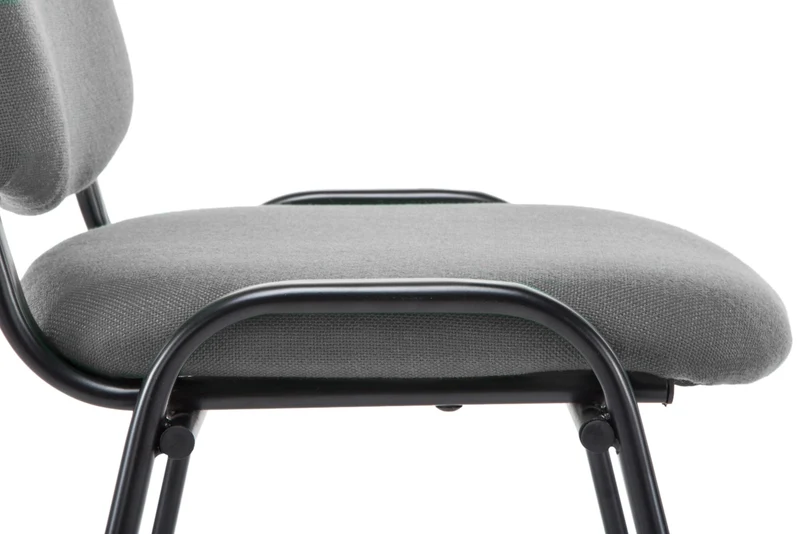 Chaise visiteur empilable zone d'attente en tissu gris piètement à 4 pieds en métal noir 10_0003398