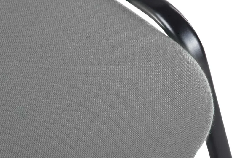 Chaise visiteur empilable zone d'attente en tissu gris piètement à 4 pieds en métal noir 10_0003398