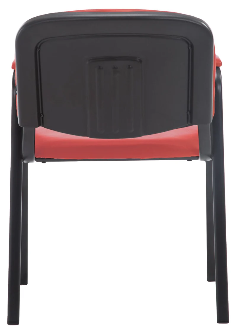 Chaise visiteur avec accoudoirs intégrés zone d'attente en PVC rouge piètement à 4 pieds en métal noir 10_0003378