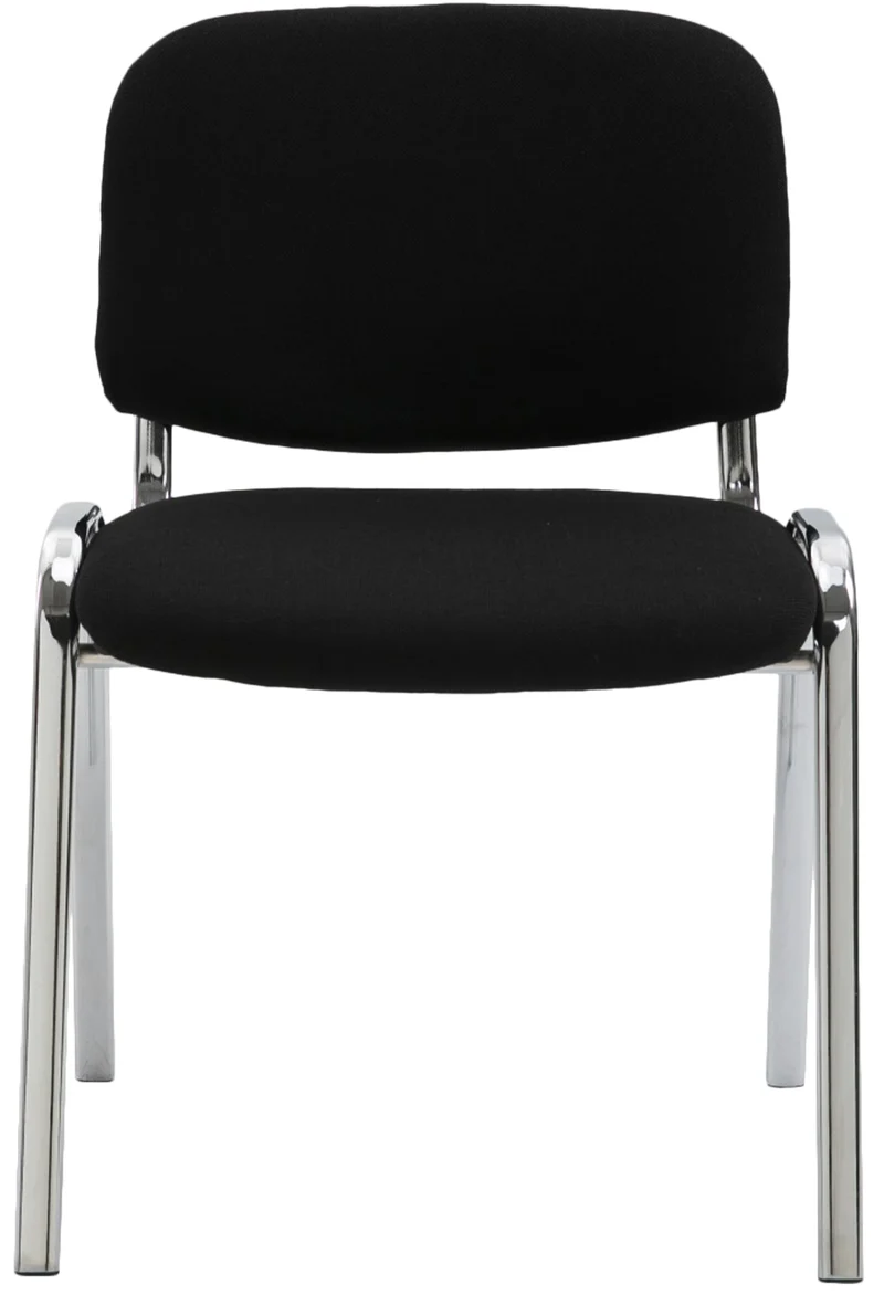 Chaise visiteur empilable zone d'attente en tissu noir piètement à 4 pieds en métal chromé 10_0003374