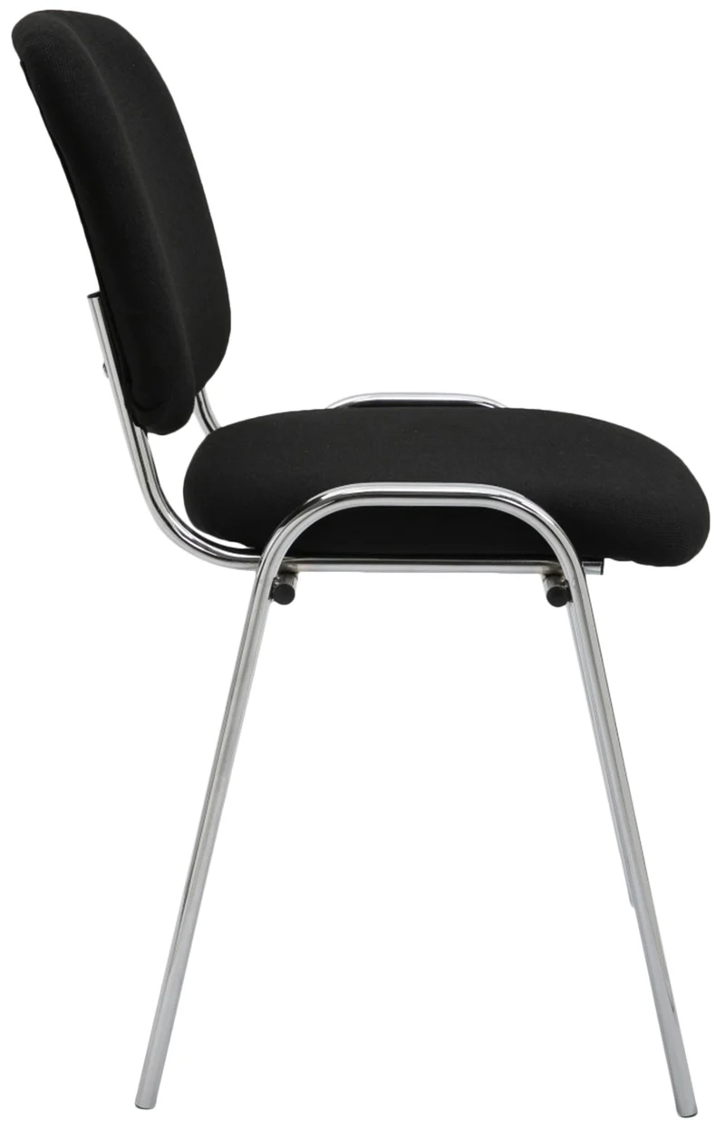 Chaise visiteur empilable zone d'attente en tissu noir piètement à 4 pieds en métal chromé 10_0003374