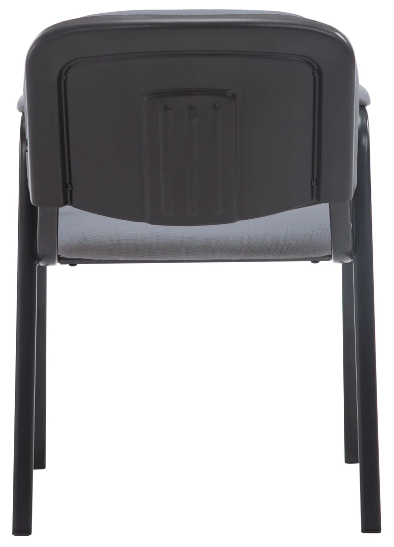 Chaise visiteur avec accoudoirs intégrés zone d'attente en tissu gris piètement à 4 pieds en métal noir 10_0003382