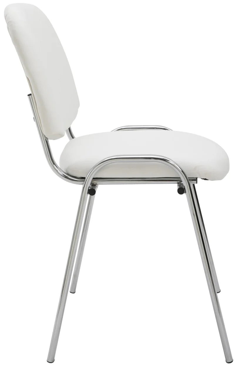 Chaise visiteur empilable zone d'attente en PVC blanc piètement à 4 pieds en métal chromé 10_0003366