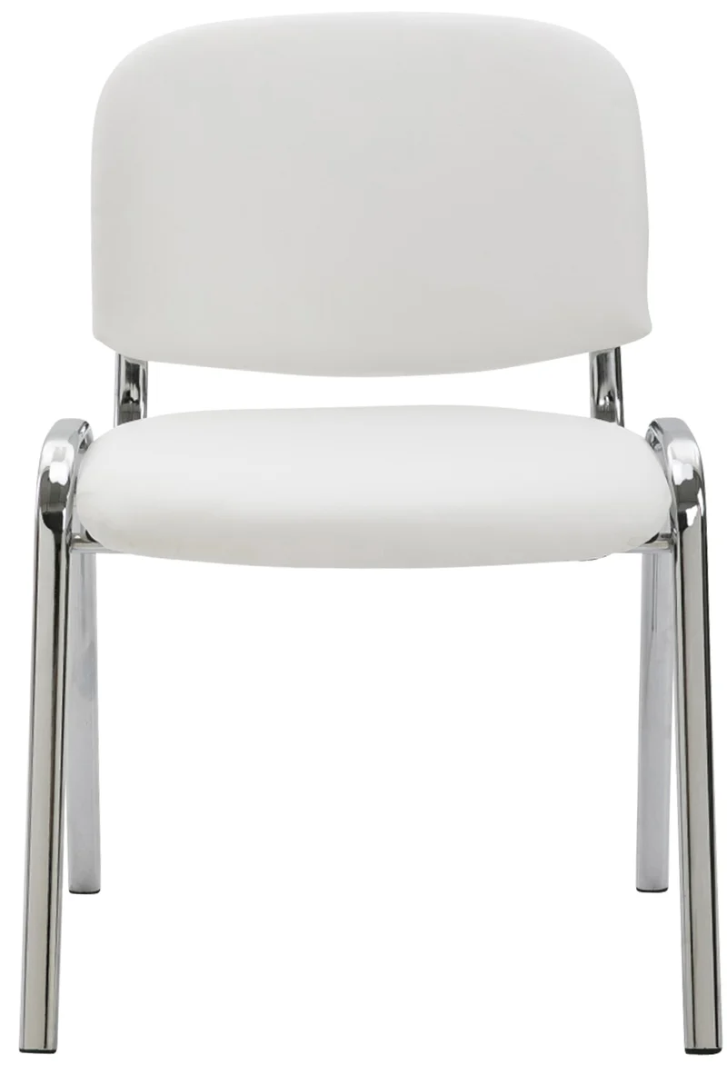 Chaise visiteur empilable zone d'attente en PVC blanc piètement à 4 pieds en métal chromé 10_0003366