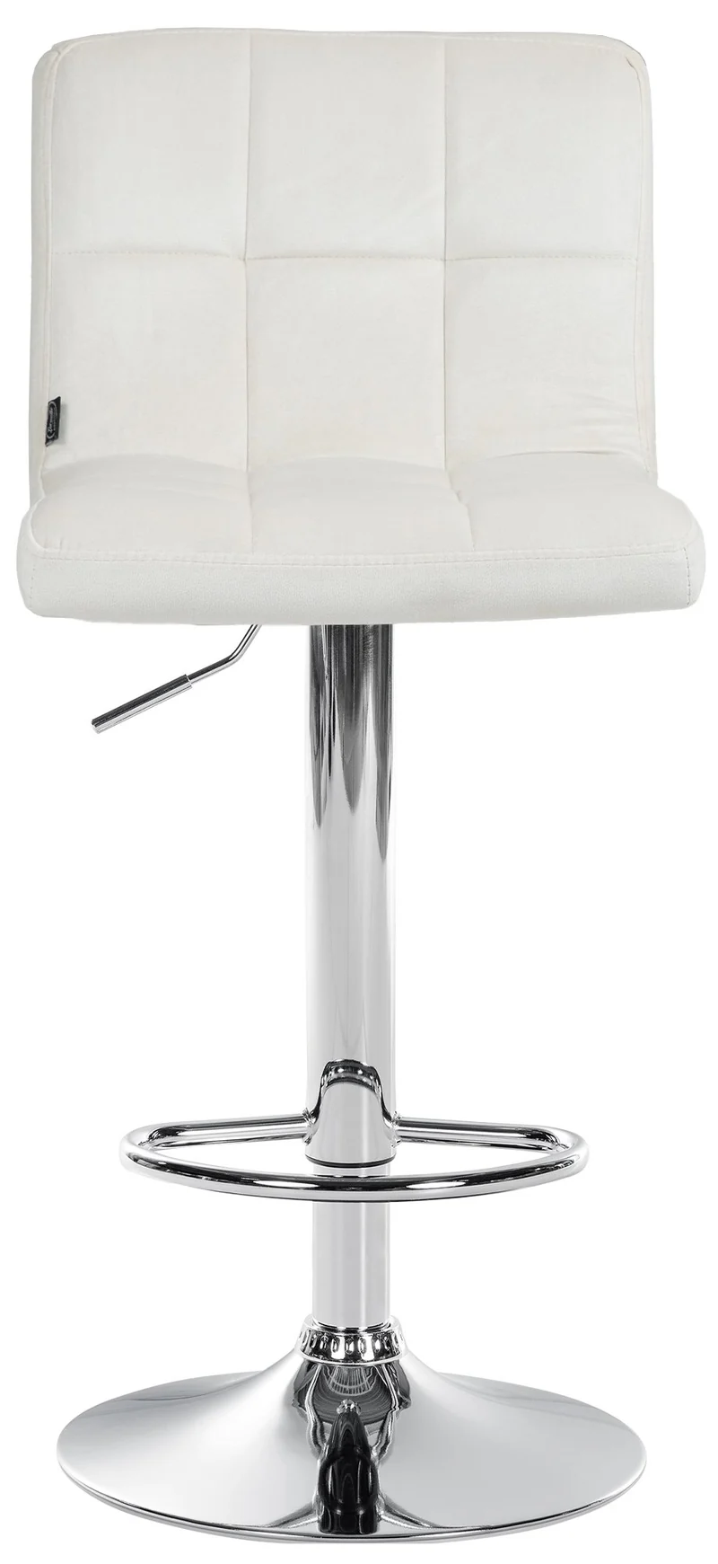 Lot de 2 tabourets de bar en velours crème avec coutures décoratives pied en trompette métal chromé 10_0004389