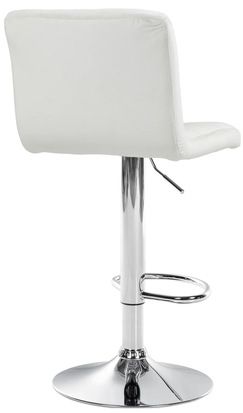 Lot de 2 tabourets de bar en velours crème avec coutures décoratives pied en trompette métal chromé 10_0004389