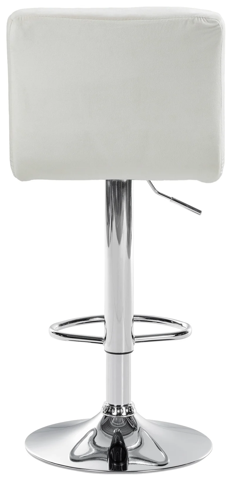 Lot de 2 tabourets de bar en velours crème avec coutures décoratives pied en trompette métal chromé 10_0004389
