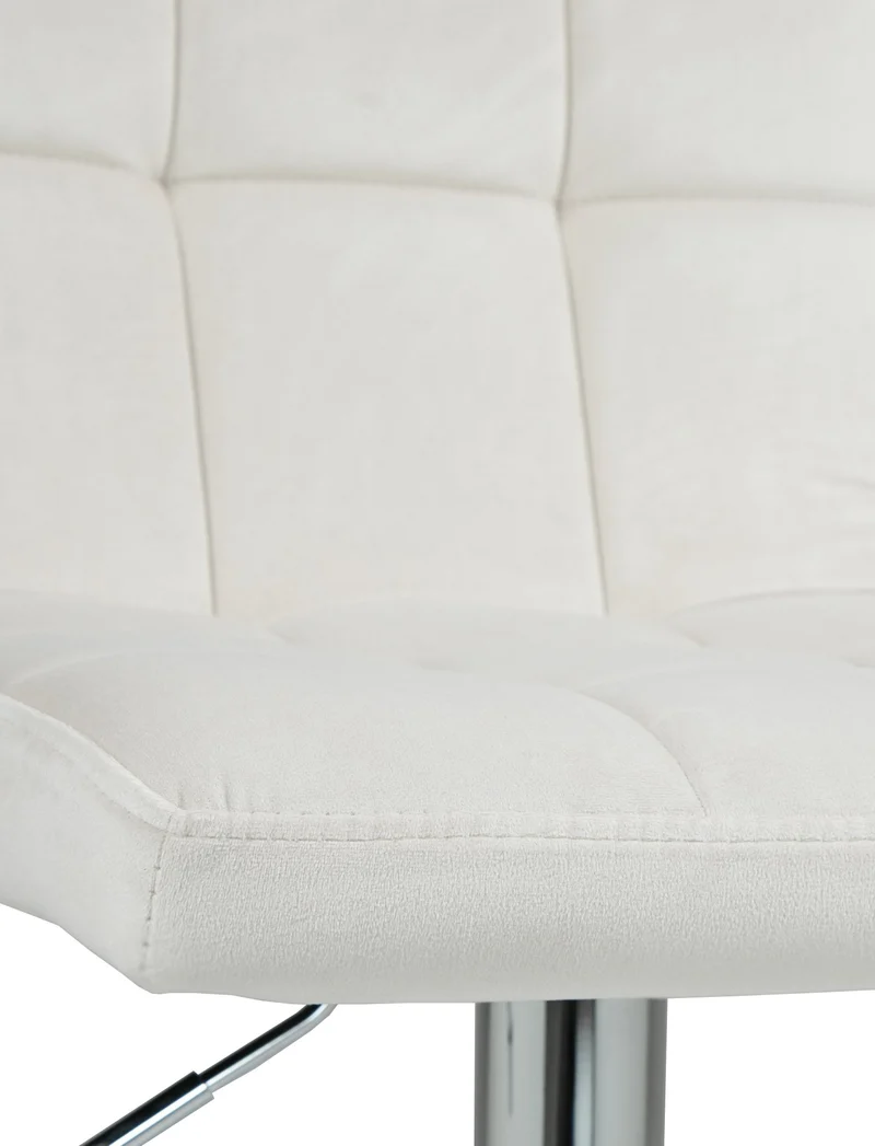 Lot de 2 tabourets de bar en velours crème avec coutures décoratives pied en trompette métal chromé 10_0004389