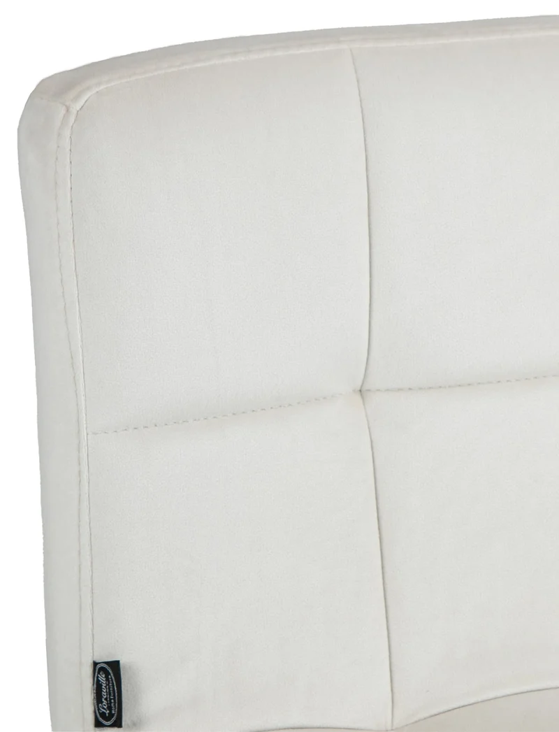 Lot de 2 tabourets de bar en velours crème avec coutures décoratives pied en trompette métal chromé 10_0004389