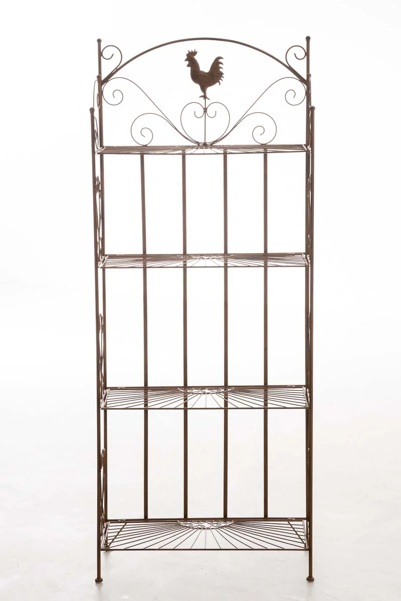 Etagère de rangement support plantes meuble pour terrasse balon salon en métal marron vieilli 10_0003983