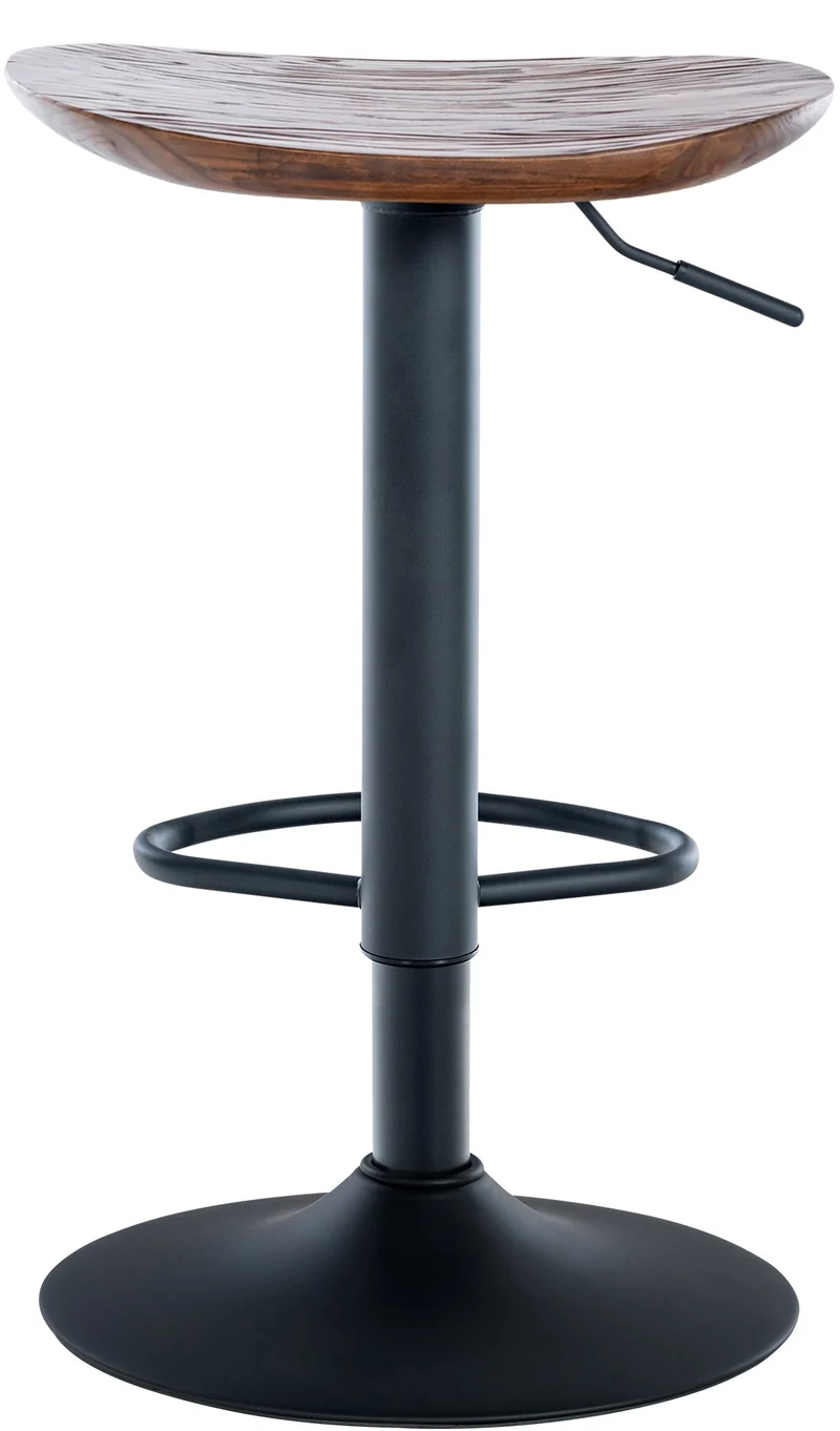 Lot de 4 tabourets de bar pivotant avec repose-pieds assise en bois noyer pieds en métal noir 10_0004519