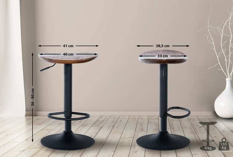 Lot de 4 tabourets de bar pivotant avec repose-pieds assise en bois noyer pieds en métal noir 10_0004519