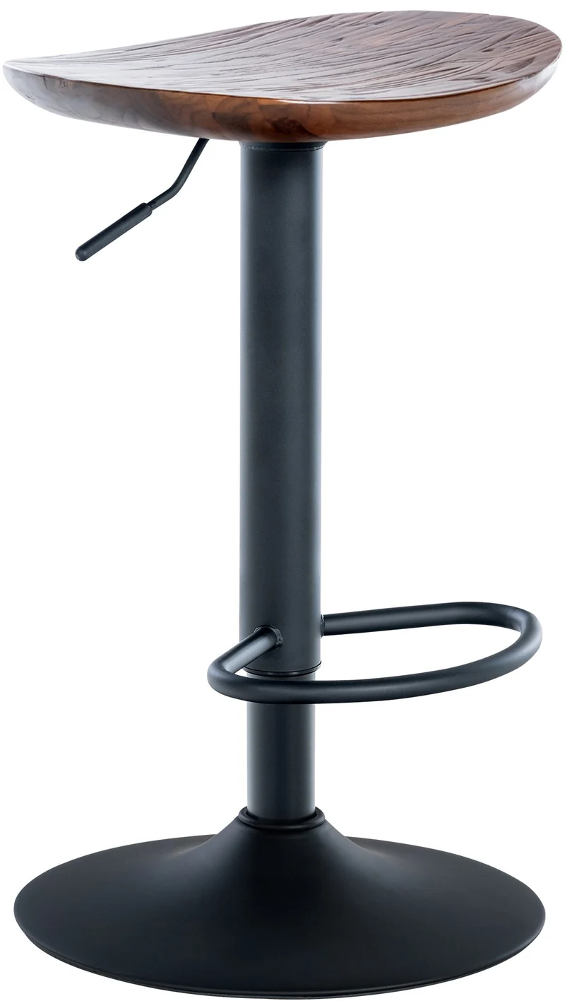 Lot de 4 tabourets de bar pivotant avec repose-pieds assise en bois noyer pieds en métal noir 10_0004519