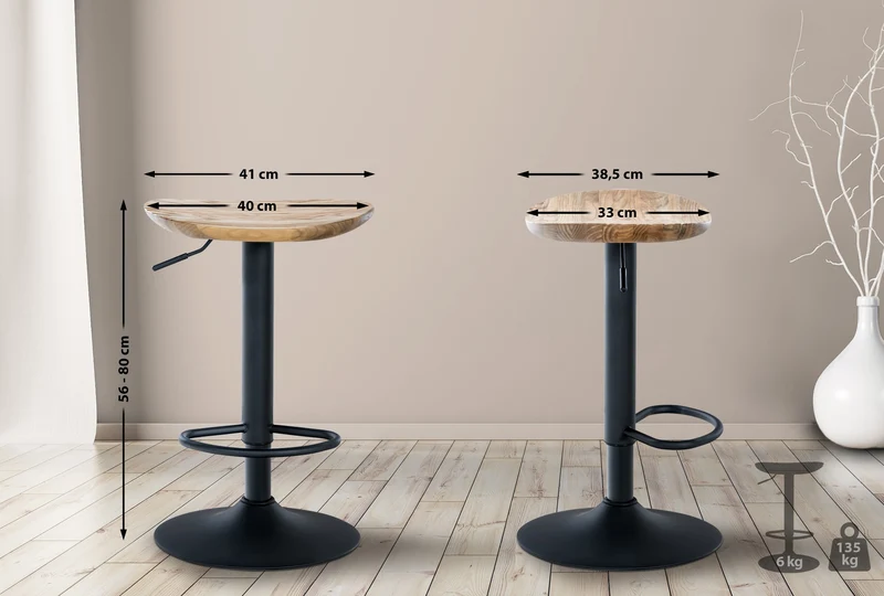 Lot de 4 tabourets de bar pivotant avec repose-pieds assise en bois pieds en métal noir 10_0004518