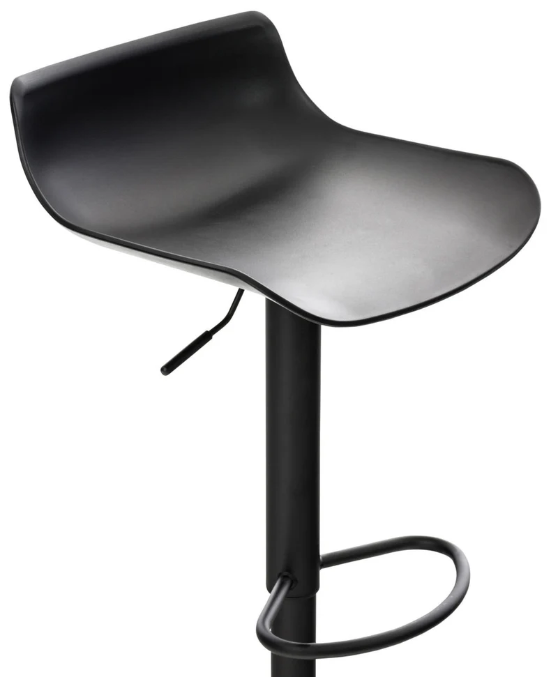 Tabourets de bar x4 avec repose-pieds hauteur réglable desing moderne en plastique noir et métal noir 10_0004498