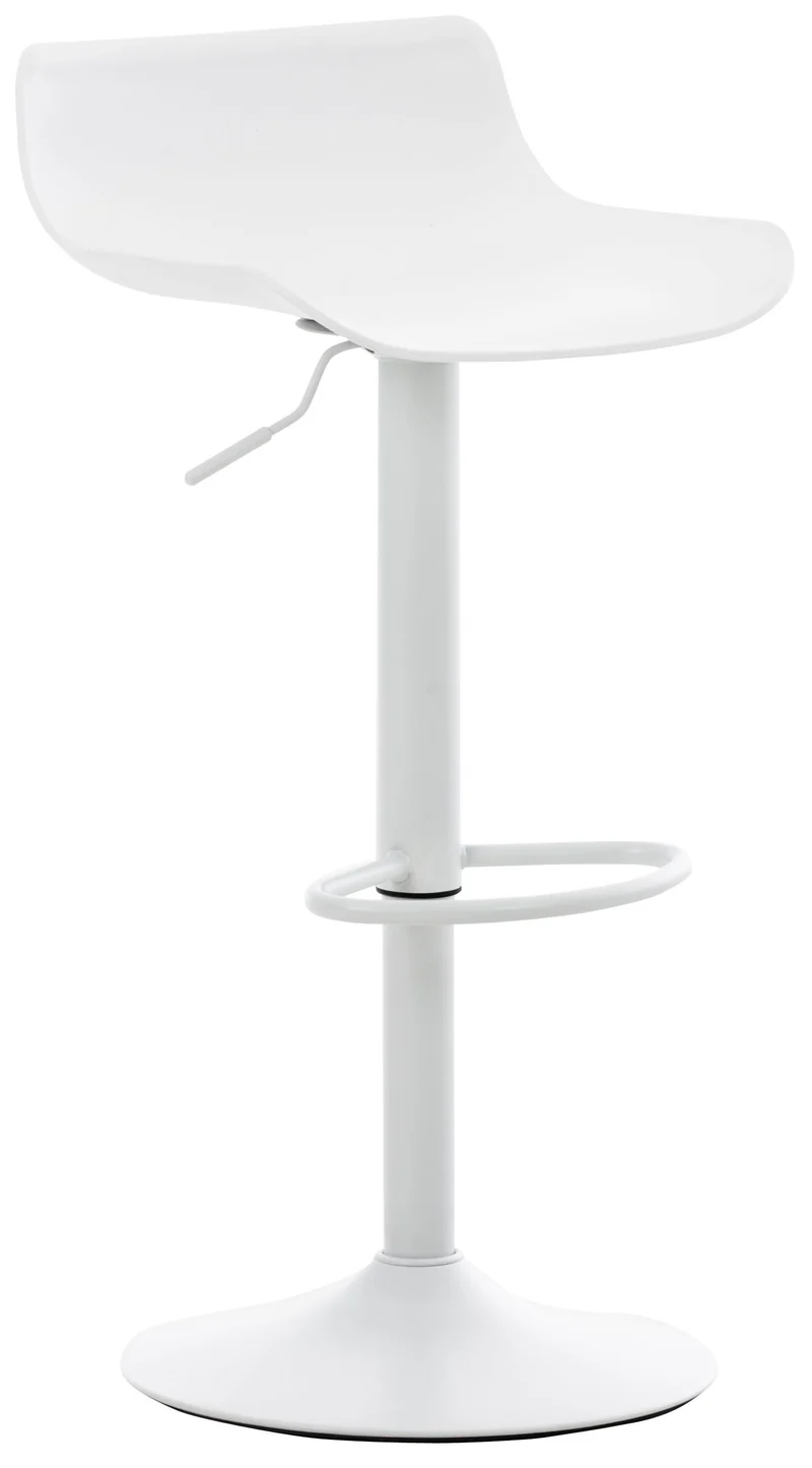 Tabourets de bar x4 avec repose-pieds hauteur réglable desing moderne en plastique blanc et métal blanc 10_0004497