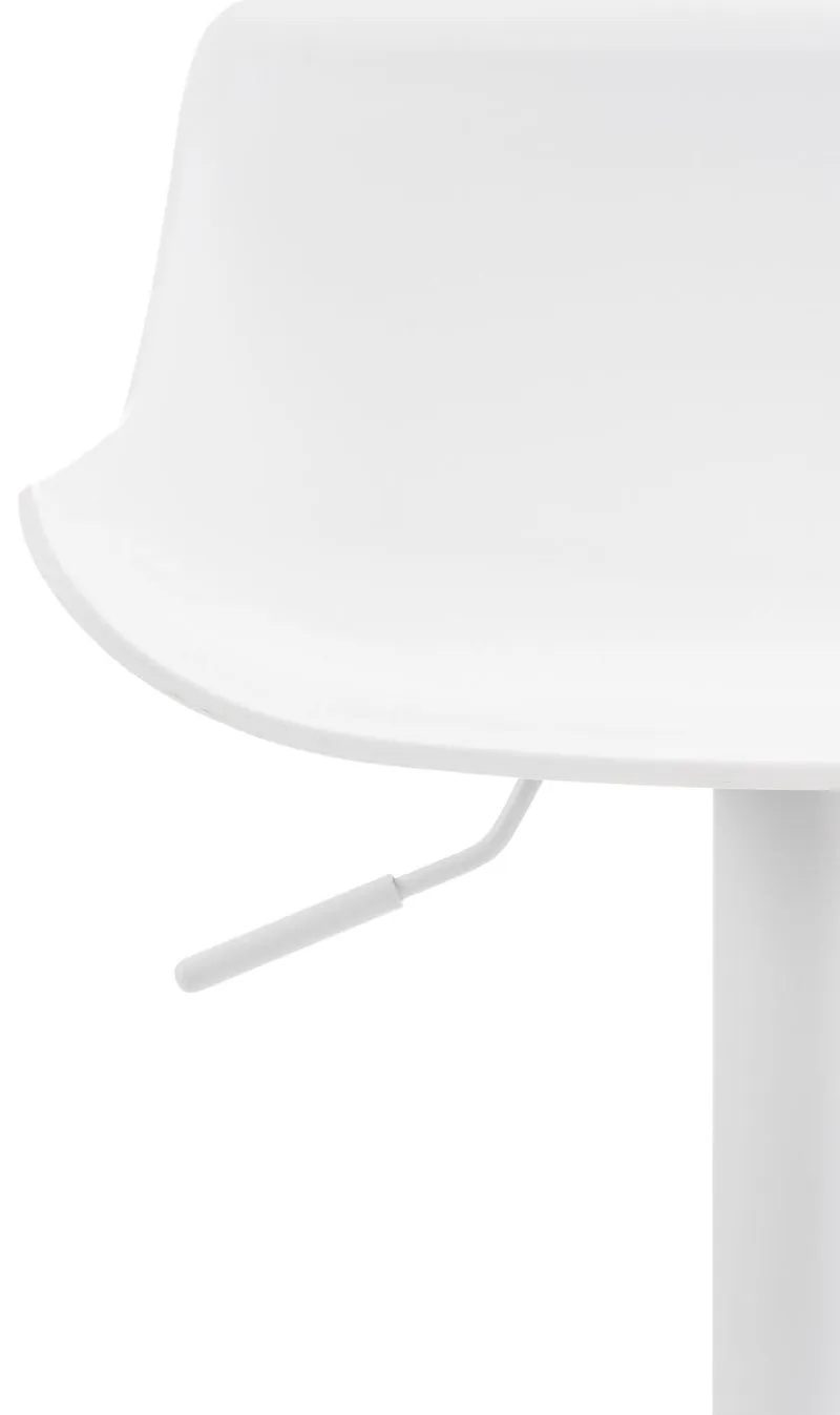 Tabourets de bar x4 avec repose-pieds hauteur réglable desing moderne en plastique blanc et métal blanc 10_0004497