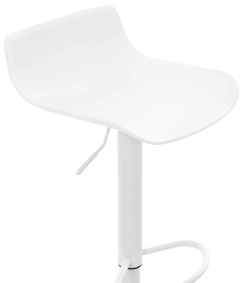 Tabourets de bar x4 avec repose-pieds hauteur réglable desing moderne en plastique blanc et métal blanc 10_0004497