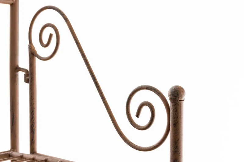Etagère sur pieds avec 5 niveaux rangement balcon terrasse salon pliable en métal marron vieilli 10_0003970