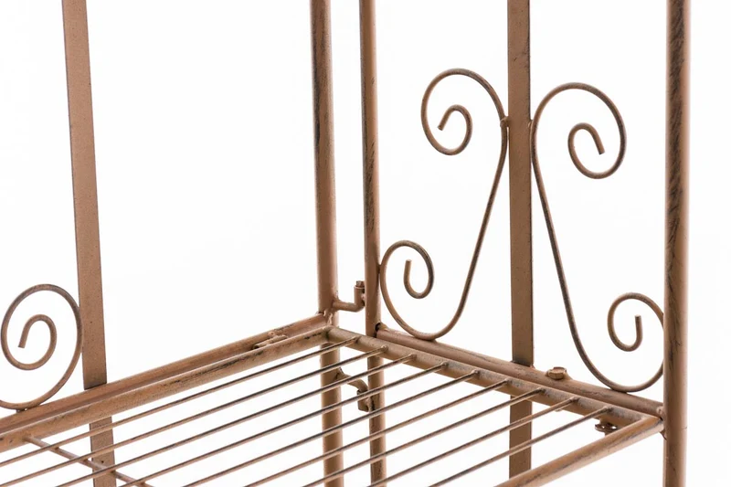 Etagère sur pieds avec 5 niveaux rangement balcon terrasse salon pliable en métal marron vieilli 10_0003970